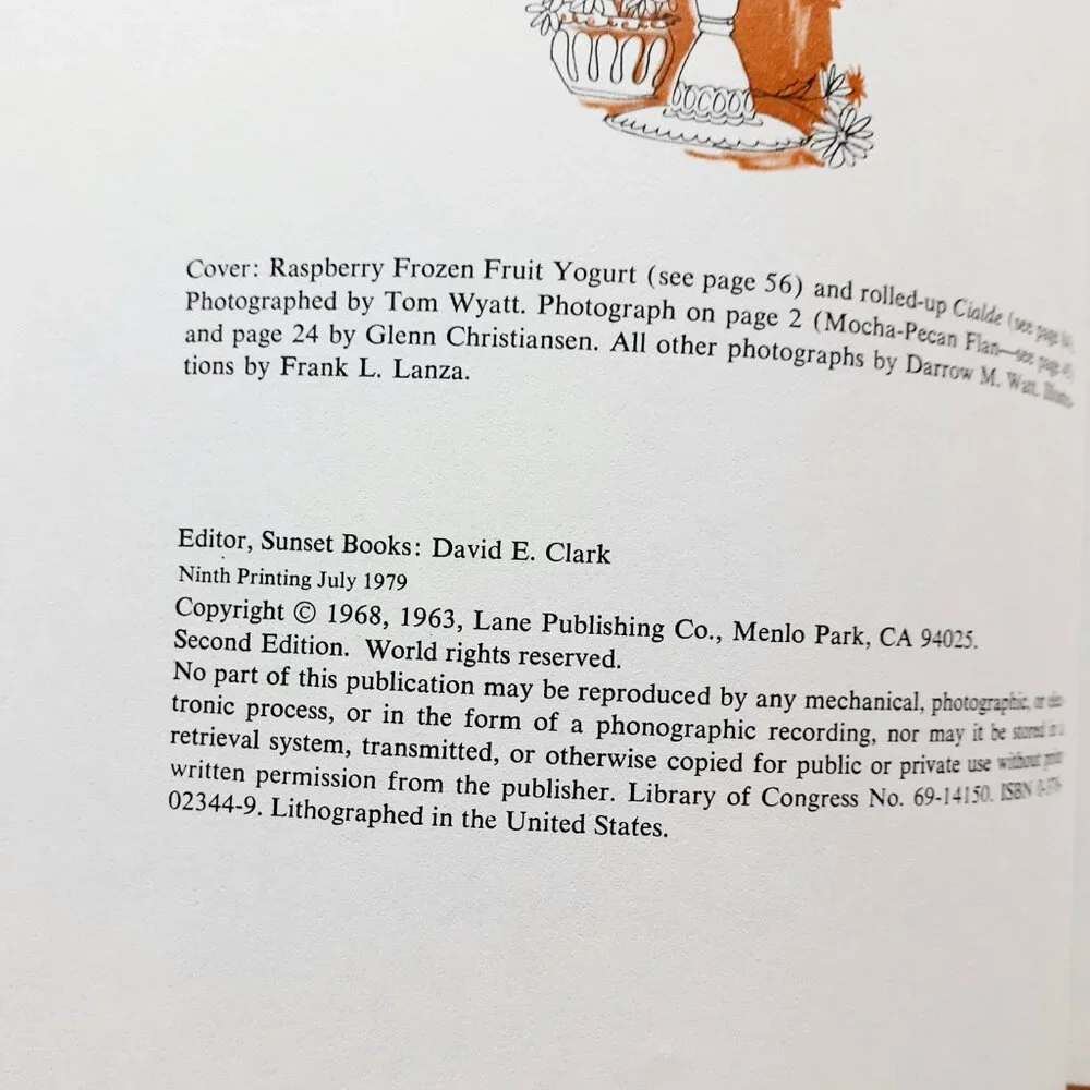 Vintage 70s Cookbook Sunset Cook Book of Desserts